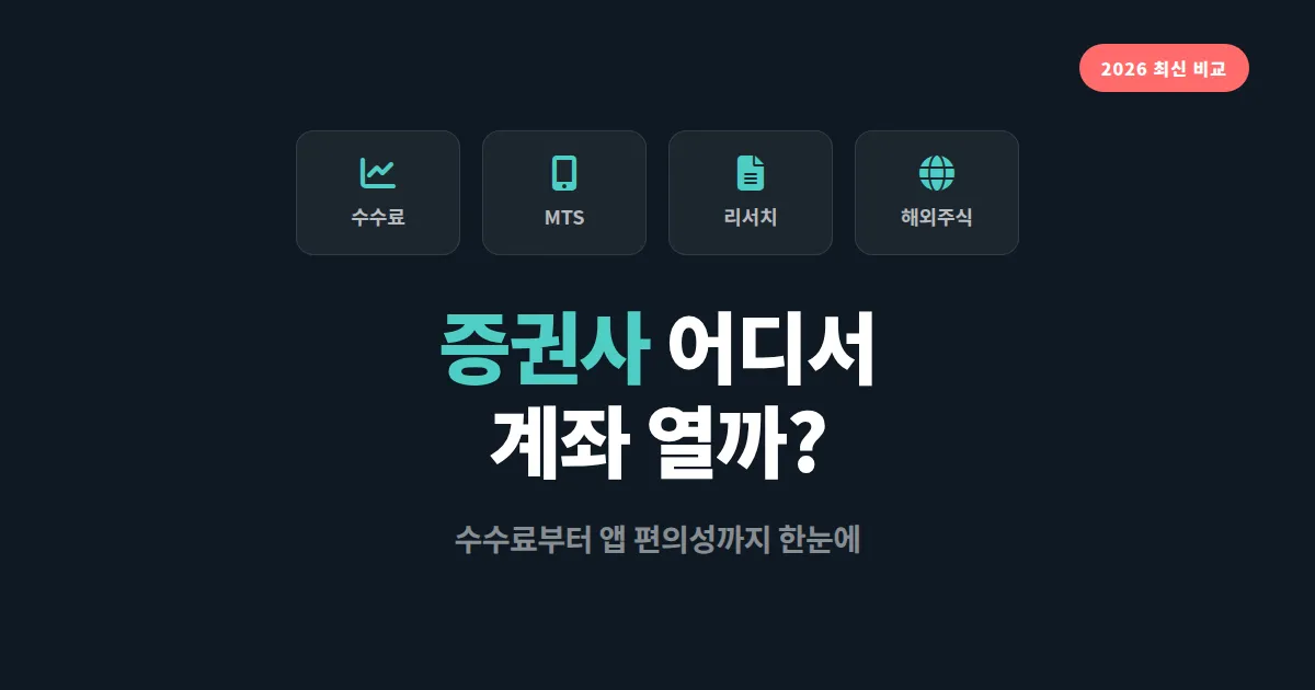 주식 계좌 개설 증권사 비교 - 수수료부터 앱 편의성까지 한눈에 정리