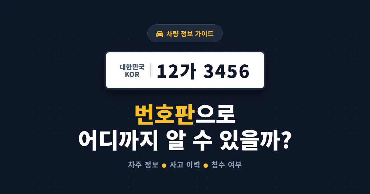 차량 번호판 조회 방법 완벽 가이드 - 차주 정보, 사고 이력, 침수 여부까지 확인하는 법