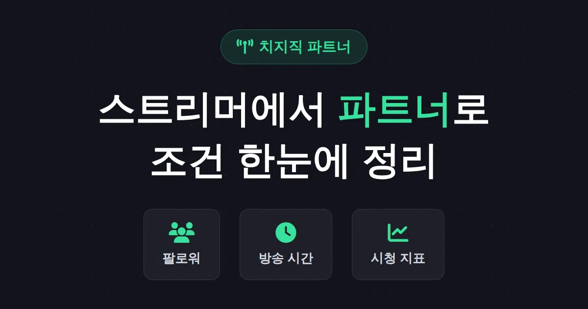 치지직 파트너 조건 완벽 정리 - 스트리머에서 파트너로 가는 현실적인 기준