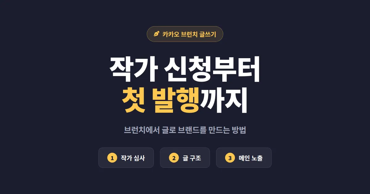카카오 브런치 글쓰기 시작 가이드 - 작가 신청부터 첫 글 발행까지