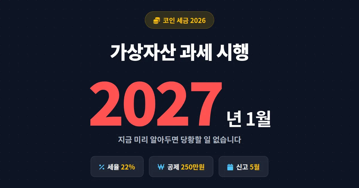 코인 세금 정리 2026 완벽 가이드 - 2027년 과세 시행 전 알아둘 핵심