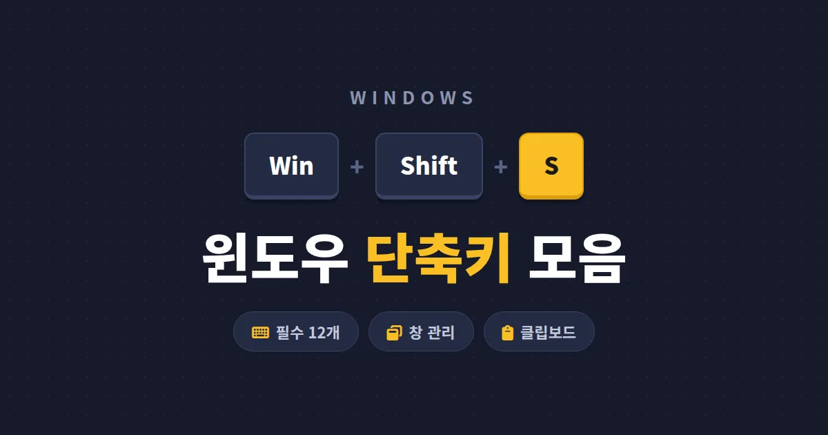 키보드 단축키 모음 윈도우 필수 정리 - 마우스 없이 업무 속도 2배 올리는 실전 활용법