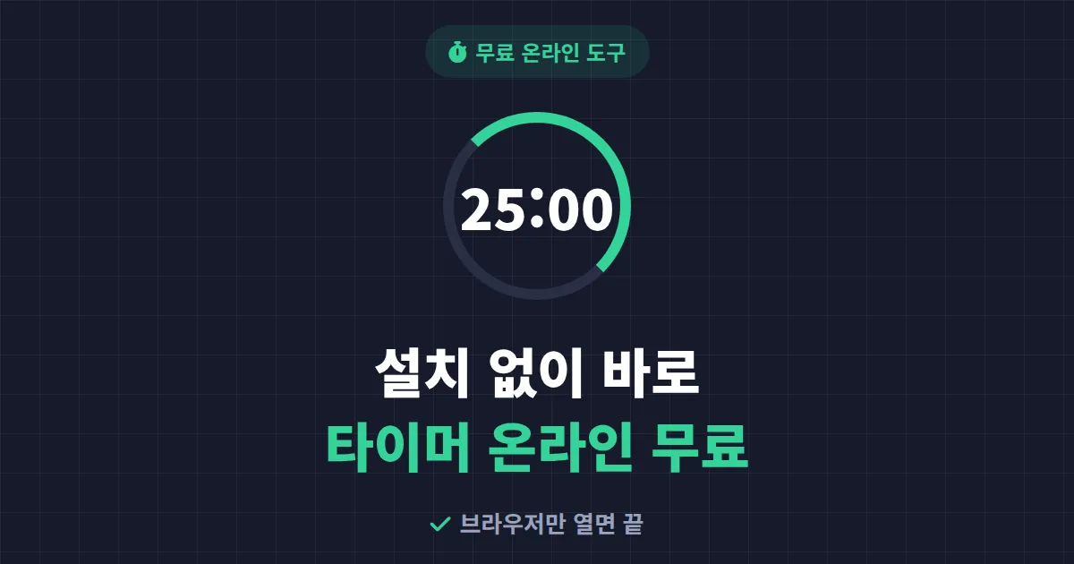 타이머 온라인 무료 사용법 – 설치 없이 브라우저에서 바로 쓰는 시간 관리 도구 총정리