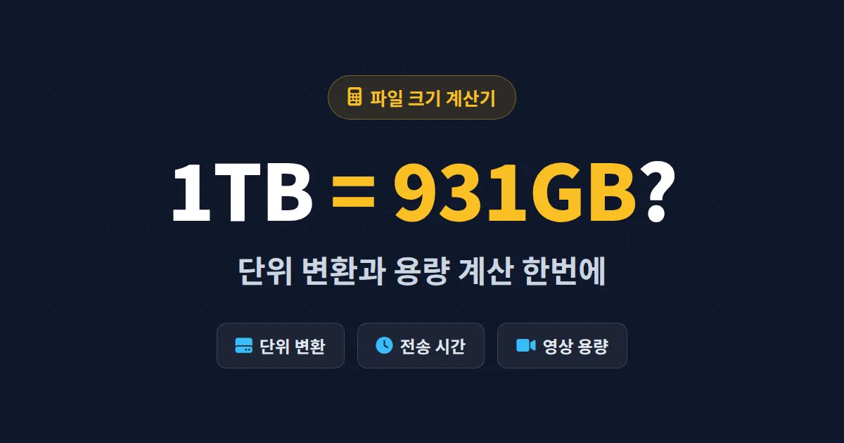 파일 크기 계산기 활용법 - KB MB GB 단위 변환부터 전송 시간 계산까지 한번에 정리