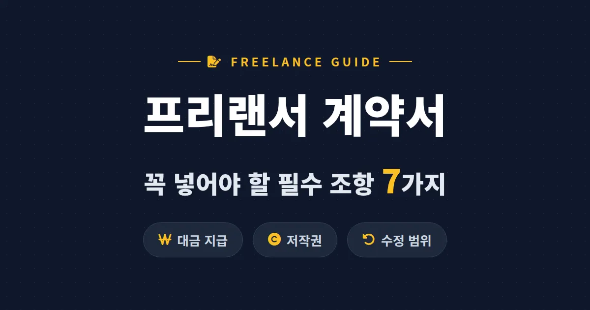 프리랜서 계약서 작성법 완벽 가이드 - 대금 미지급 막는 필수 조항 7가지와 체크리스트