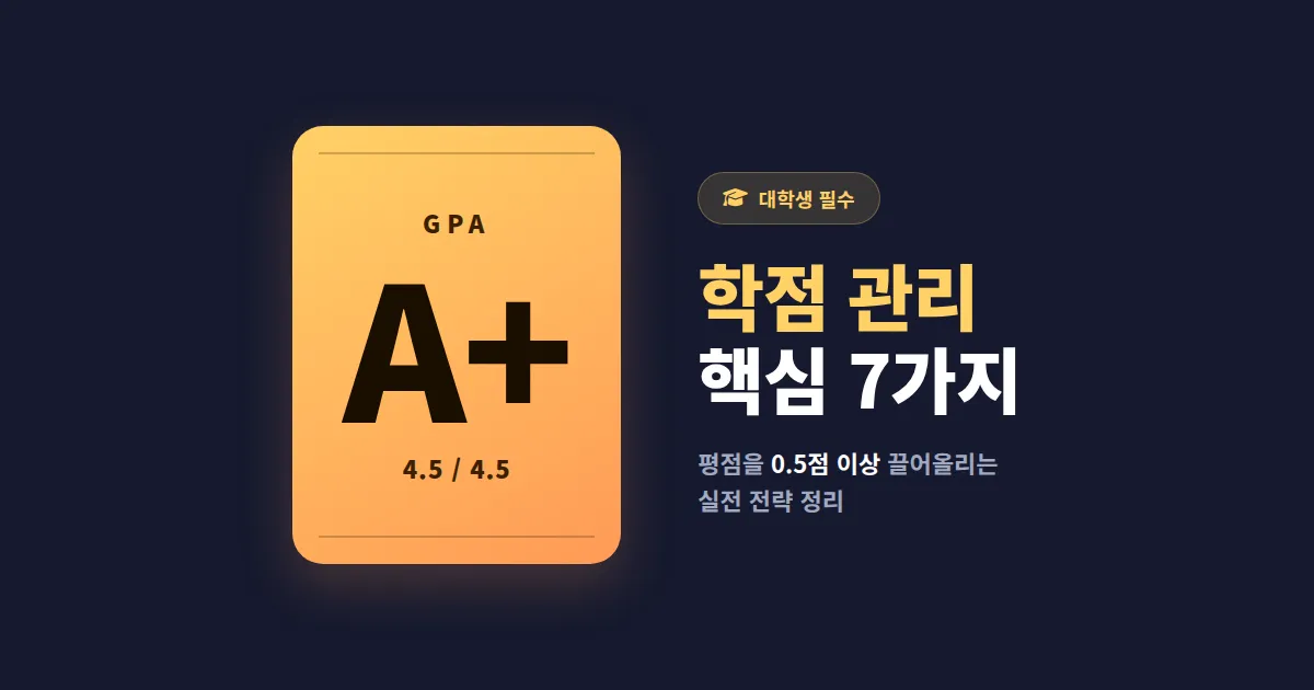 학점 관리 팁 완벽 가이드 - 평점 0.5점 끌어올리는 대학생 실전 전략 7가지