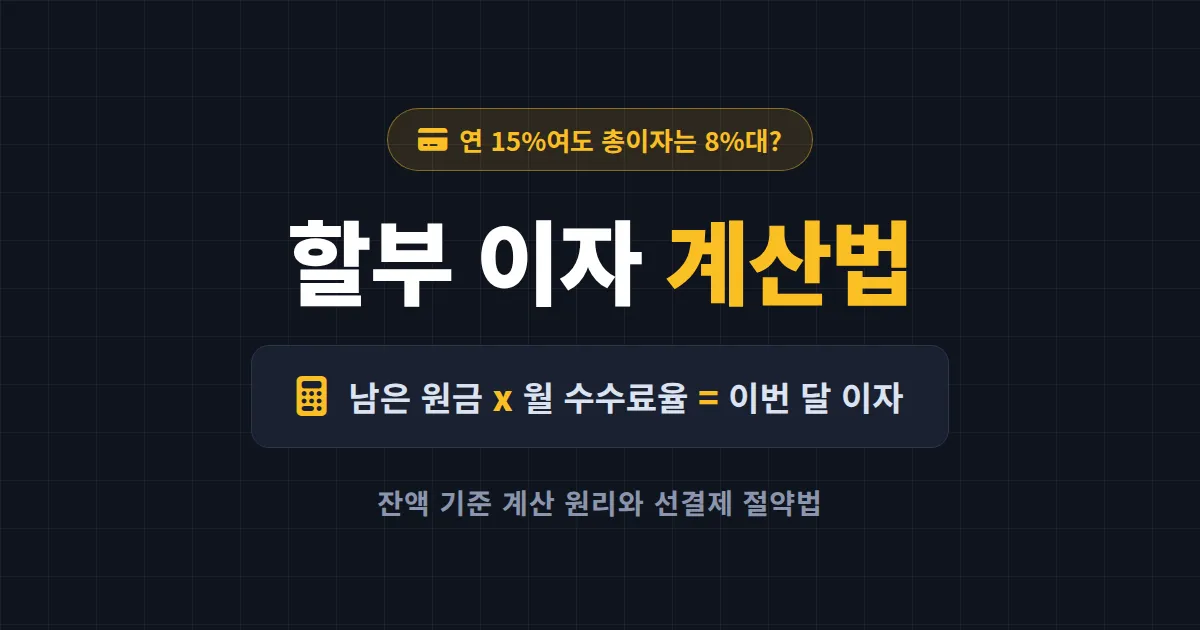 할부 이자 계산법 완벽 정리 - 카드 할부 수수료 구조부터 월별 이자 계산 예시까지 쉽게 이해하기