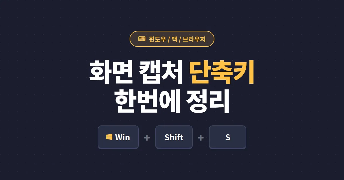 화면 캡처 단축키 모음 - 윈도우 맥 크롬에서 한번에 정리